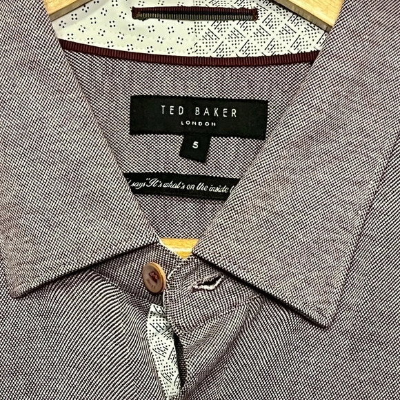🌻 Ted Baker Timothy Slim Fit Cotton Jersey Shirt size 5 in heathered Purple - Picture 3 of 9